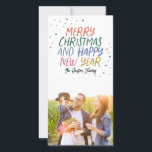 Snow Colourful Merry Christmas Photo Holiday Card<br><div class="desc">Make a stylish statement this holiday season with this festive and fun holiday photo card. The front features playful colourful styled type with your custom text. The back features a matching colourful dot pattern for an extra special touch. Please visit my store to see more stylish holiday cards.</div>