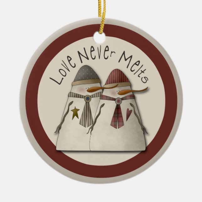 Snow Couple Ceramic Tree Decoration (Front)