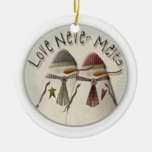 Snow Couple Ceramic Tree Decoration