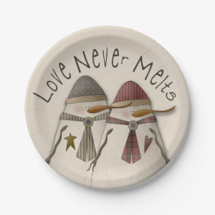 Snow Couple Paper Plate
