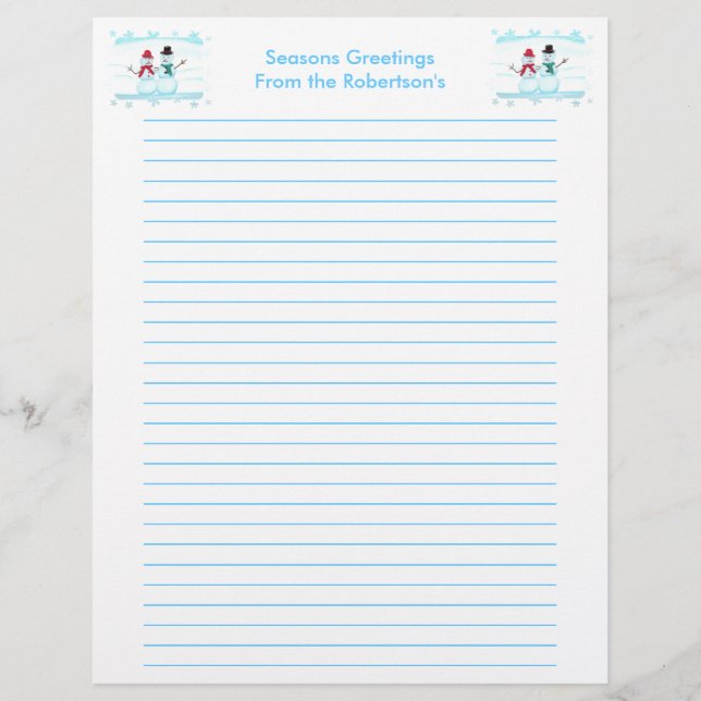 Snow Couple personalised Christmas letterhead (Front)