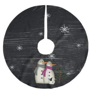 Snow Couple With Dog Tree Skirt
