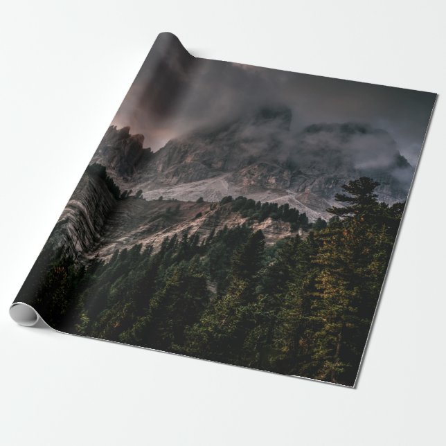 SNOW COVER MOUNTAIN DURING GRAY CLOUDY SKIES WRAPPING PAPER (Unrolled)