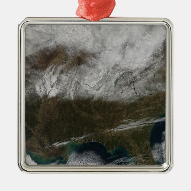 Snow cover stretching from northeastern Texas Metal Tree Decoration (Front)