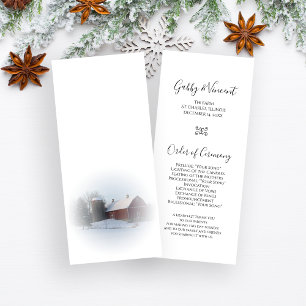 Snow Covered Barn and Silo Winter Wedding Program Programme