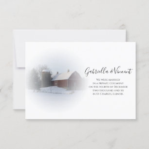 Snow Covered Barn Marriage/Elopement Announcement