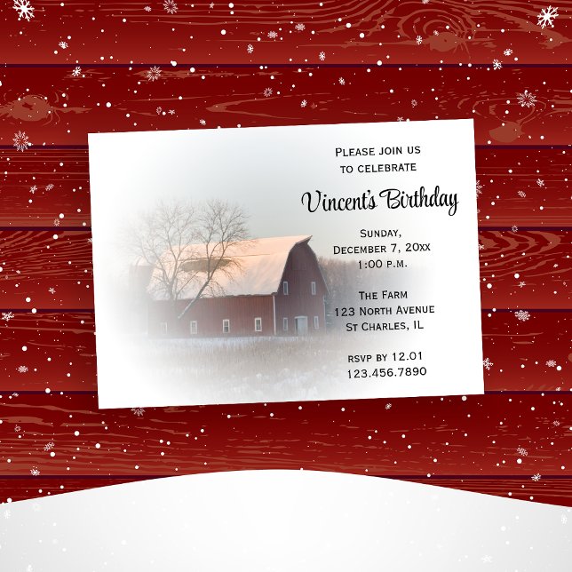 Snow Covered Barn Winter Birthday Party Invitation (Creator Uploaded)