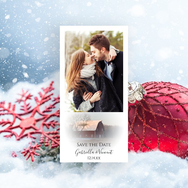 Snow Covered Barn Winter Wedding Save the Date (Creator Uploaded)