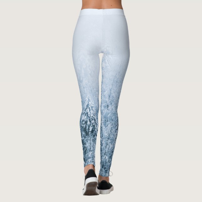 Snow covered beech spruce forest in fog leggings (Back)