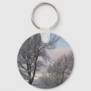 Snow Covered Branches Key Ring