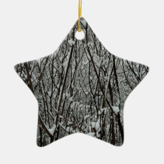 Snow Covered Branches Winter Abstract Ceramic Tree Decoration