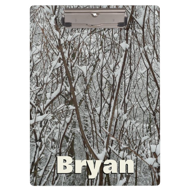 Snow Covered Branches Winter Abstract Clipboard (Front)