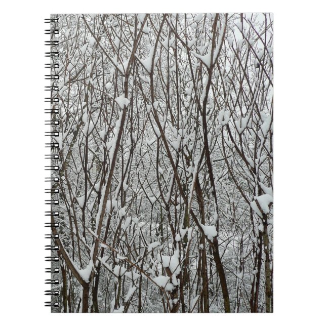 Snow Covered Branches Winter Abstract Notebook (Front)