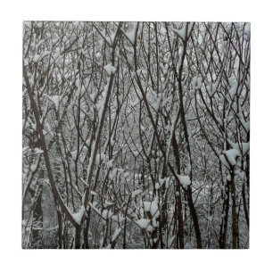 Snow Covered Branches Winter Abstract Tile