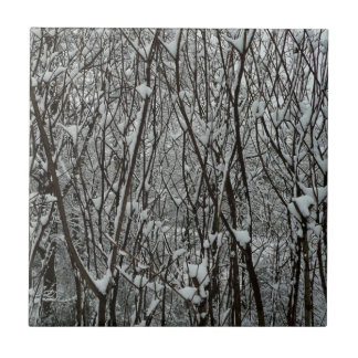 Snow Covered Branches Winter Abstract Tile