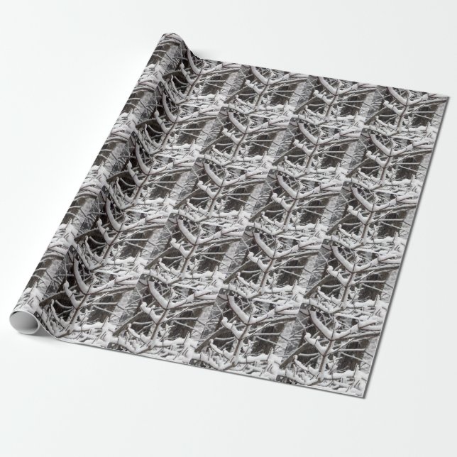 Snow-covered Branches Wrapping Paper (Unrolled)