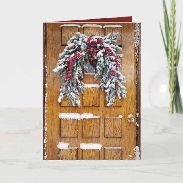 snow covered Christmas pine Holiday Card (Front)