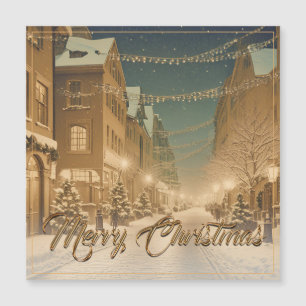 Snow-covered Christmas Streets in a Downtown