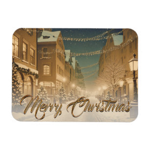 Snow-covered Christmas Streets in a Downtown Magnet