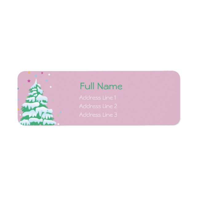 Snow covered christmas tree -christmas labels (Front)