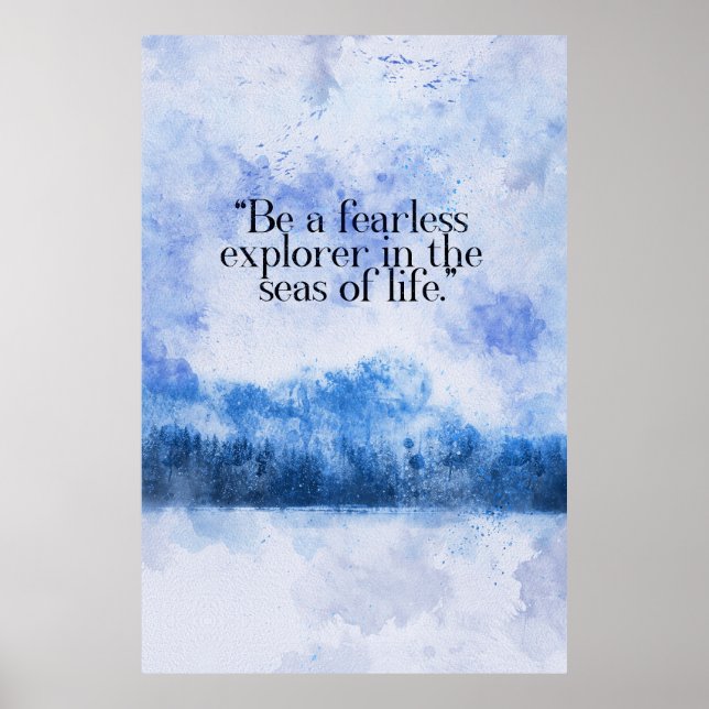 snow covered forest frozen lake motivational quote poster (Front)