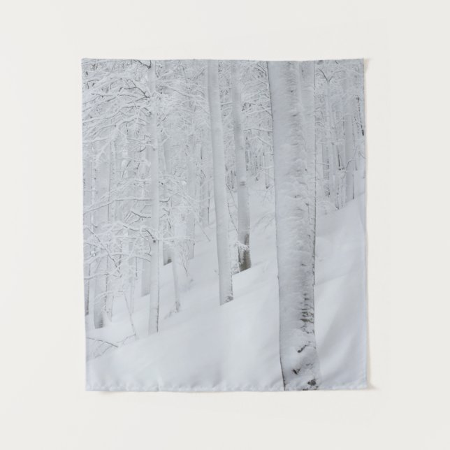 Snow covered forest winter wonderland tapestry (Front)