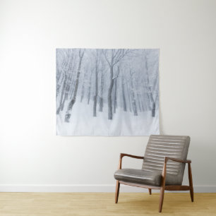 Snow covered frozen forest in winter tapestry
