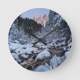 Snow-covered Geisler Mountain Range Round Clock
