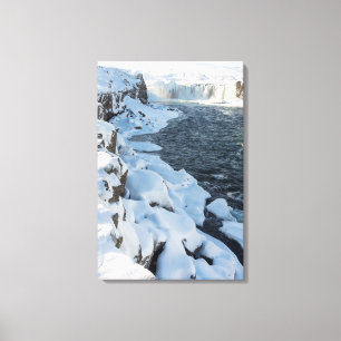 Snow Covered Godafoss Waterfall Canvas Print