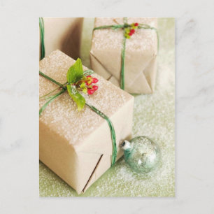 Snow Covered Holiday Gifts Postcard