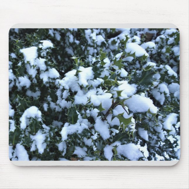 Snow-covered Holly Mouse Pad (Front)