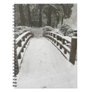 Snow-covered moon bridge, Japanese Garden Spiral Notebook