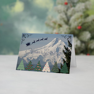 Snow Covered Mount Hood Landscape Foil Holiday Card
