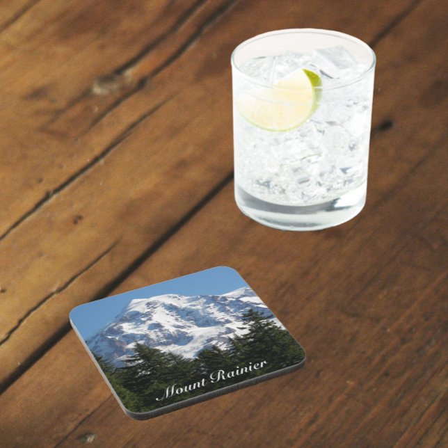 Snow Covered Mount Rainier Landscape Coaster (In Situ)