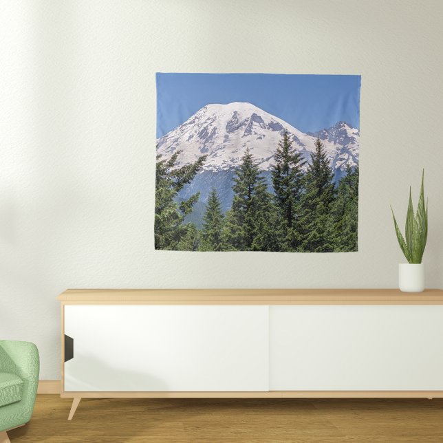 Snow Covered Mount Rainier Landscape Tapestry (In Situ (Cabinet))