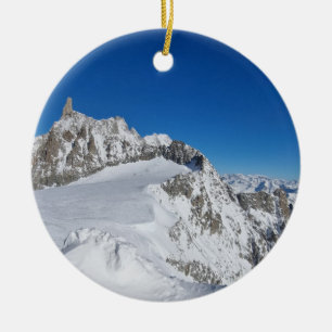 Snow covered mountain Christmas tree ornament