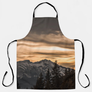 SNOW COVERED MOUNTAIN DURING SUNSET APRON