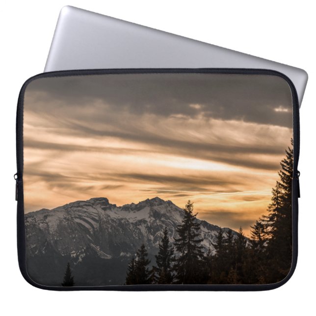 SNOW COVERED MOUNTAIN DURING SUNSET LAPTOP SLEEVE (Front)