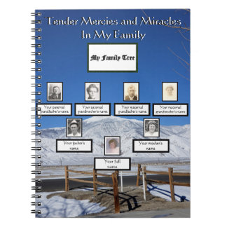 Snow-Covered Mountain Family Tree Mercies Miracles Notebook