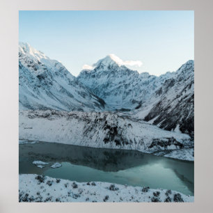 SNOW COVERED MOUNTAIN NEAR BODY OF WATER POSTER
