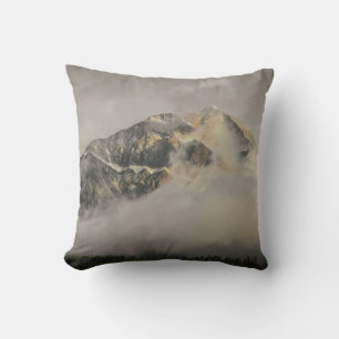 SNOW COVERED MOUNTAIN UNDER CLOUDY SKY DURING DAYT CUSHION