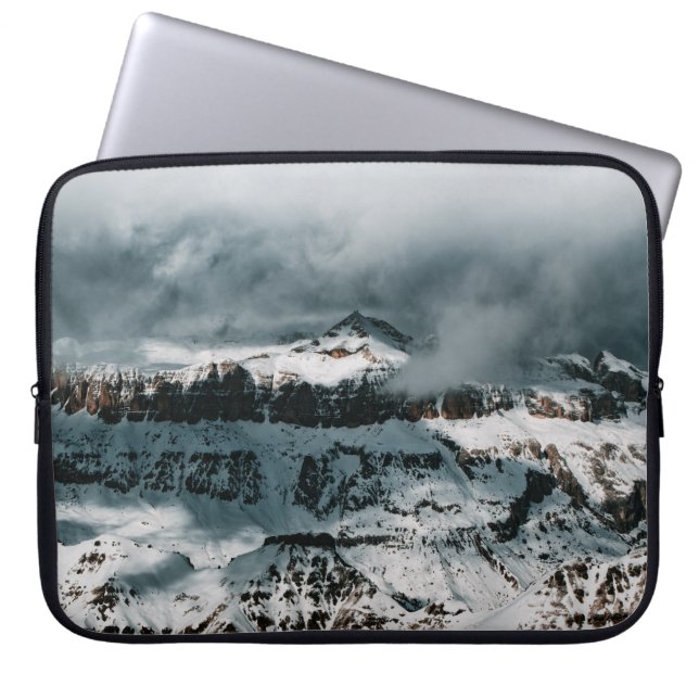 SNOW COVERED MOUNTAIN UNDER CLOUDY SKY DURING DAYT LAPTOP SLEEVE (Front)