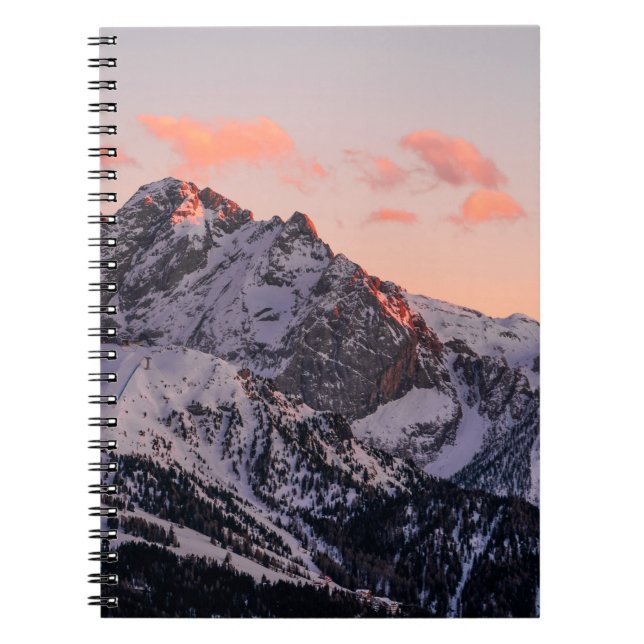 SNOW COVERED MOUNTAIN UNDER CLOUDY SKY DURING DAYT NOTEBOOK (Front)