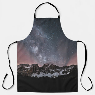 SNOW COVERED MOUNTAIN UNDER STARRY NIGHT APRON