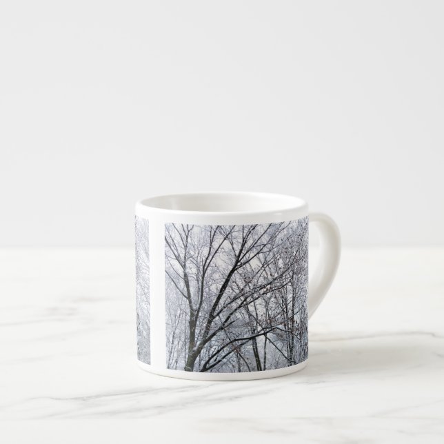 Snow-covered Oak Tree Espresso Cup (Front Right)