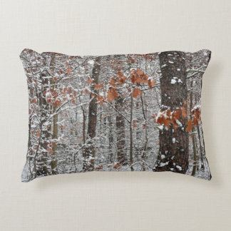 Snow Covered Oak Trees Winter Nature Photography Decorative Cushion
