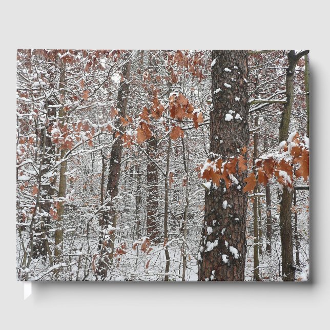 Snow Covered Oak Trees Winter Nature Photography Guest Book (Front)