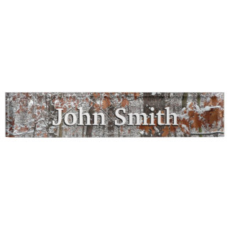 Snow Covered Oak Trees Winter Nature Photography Nameplate