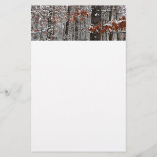 Snow Covered Oak Trees Winter Nature Photography Stationery