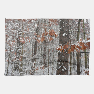 Snow Covered Oak Trees Winter Nature Photography Tea Towel